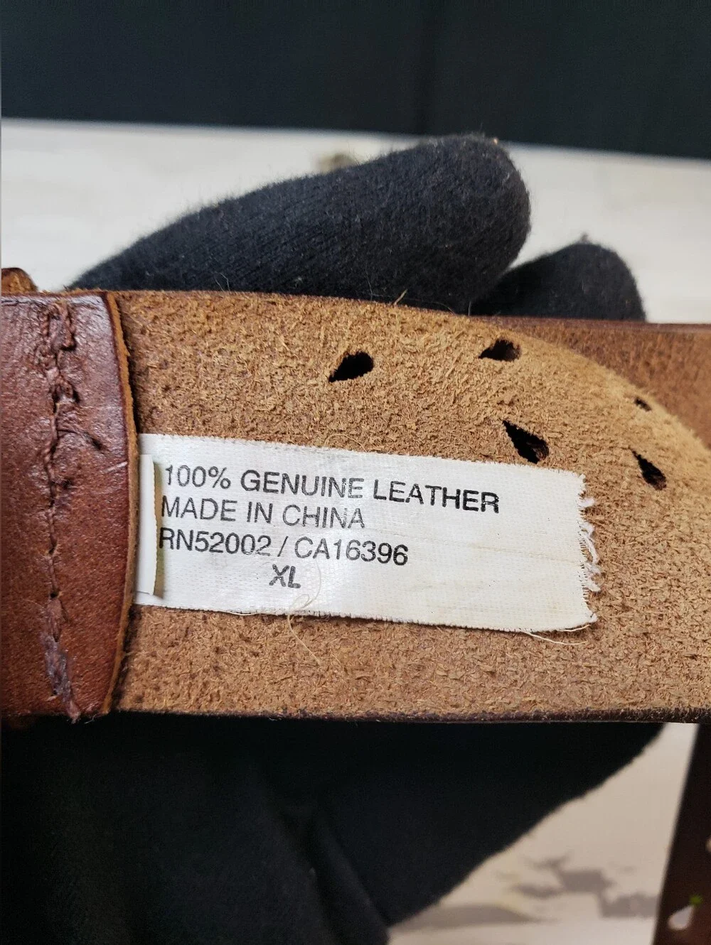 Handpainted Floral Vine Motif  Leather Belt in Brown in size XL